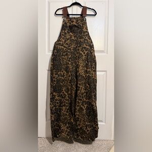 Cider Leopard Print Overalls
